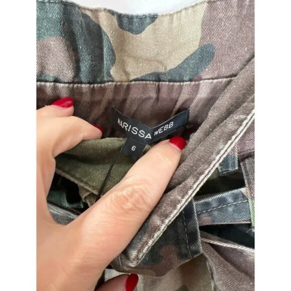 NWT Marissa Webb Monty Camouflage Paperbag High Waist Shorts Multi Size: 6 - Picture 6 of 8